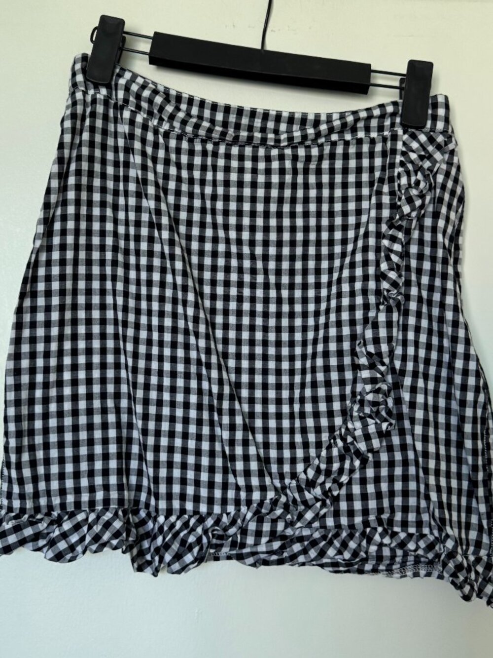 Parisian Black & White Gingham Ruffle Mini Skirt Size 6